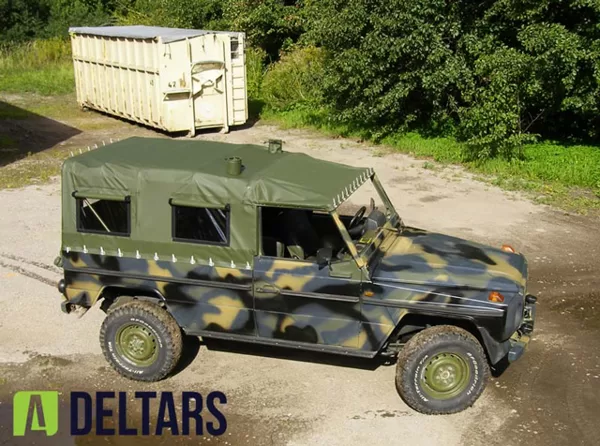Armijas apvidus auto jumta tenta izgatavošana
